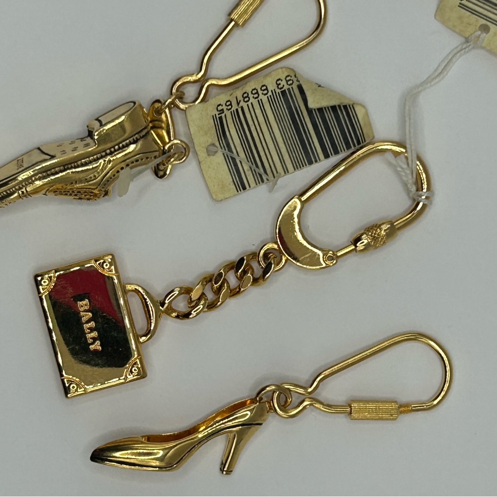 Bally Gold Keychain Set with Red Accents - Picture 2 of 12